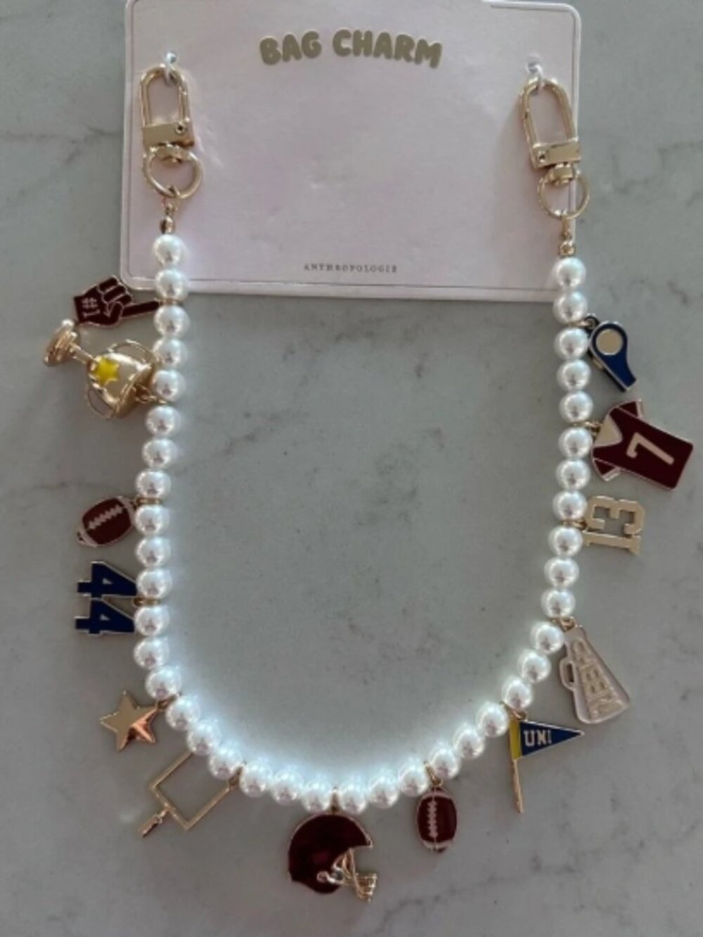 NWT Anthropologie Icon Pearl Football Purse Charm - Picture 6 of 11